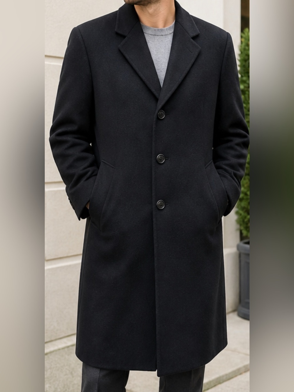 100% Cashmere Overcoat Saks Fifth Avenue Loro Piana Black Classic Mens 40r